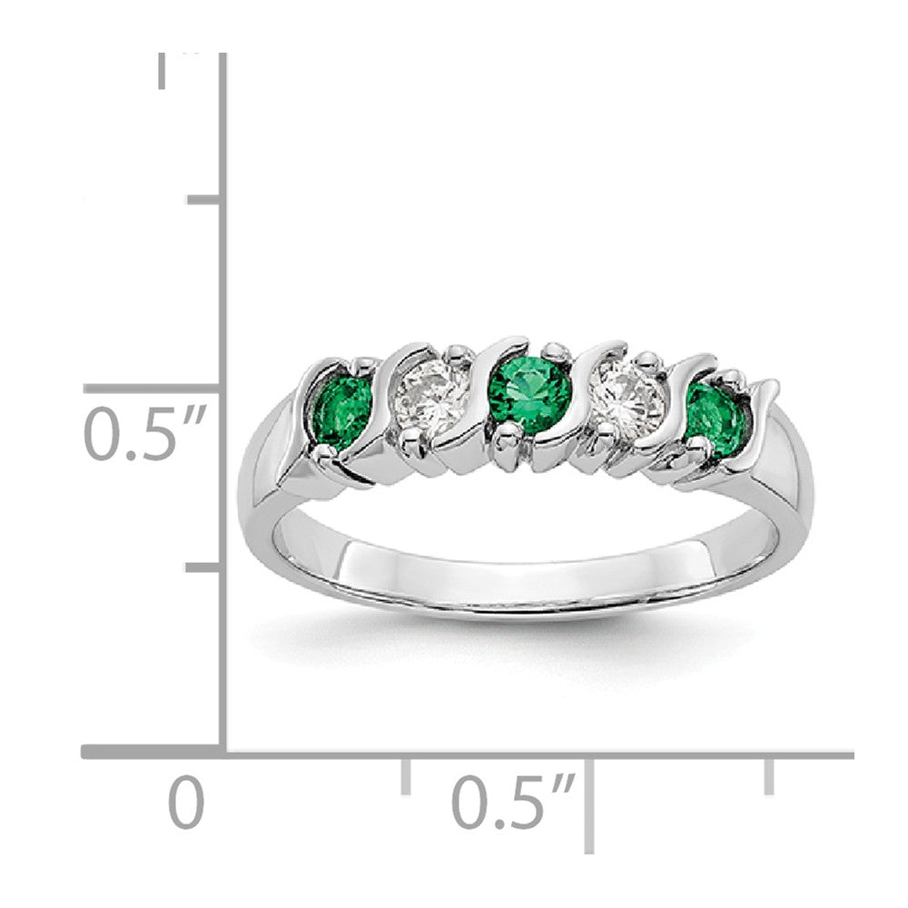 14K White Gold Diamond w/Emerald Band