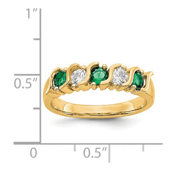 14K Yellow Gold Diamond w/Emerald Band