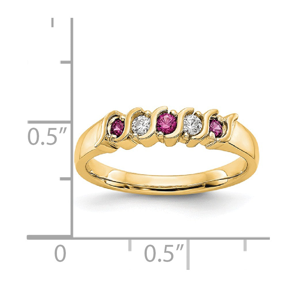 14K Yellow Gold Diamond w/Ruby Band