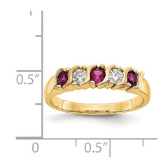 14K Yellow Gold Diamond w/Ruby Band