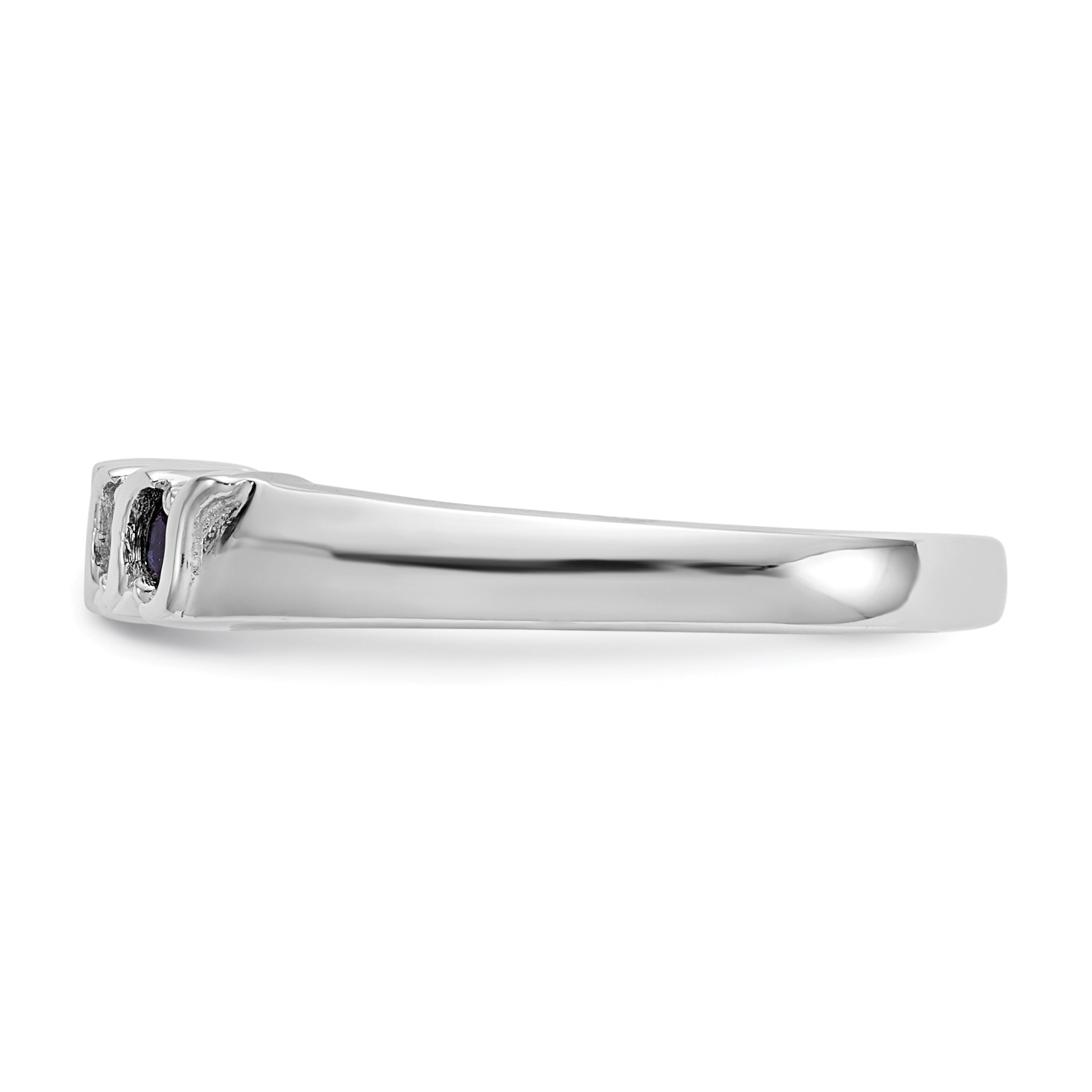 10k White Gold Diamond WithSapphire Band