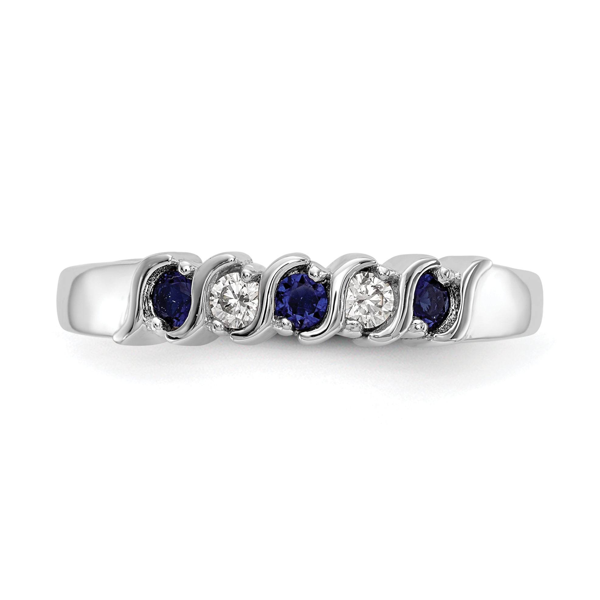 10k White Gold Diamond WithSapphire Band