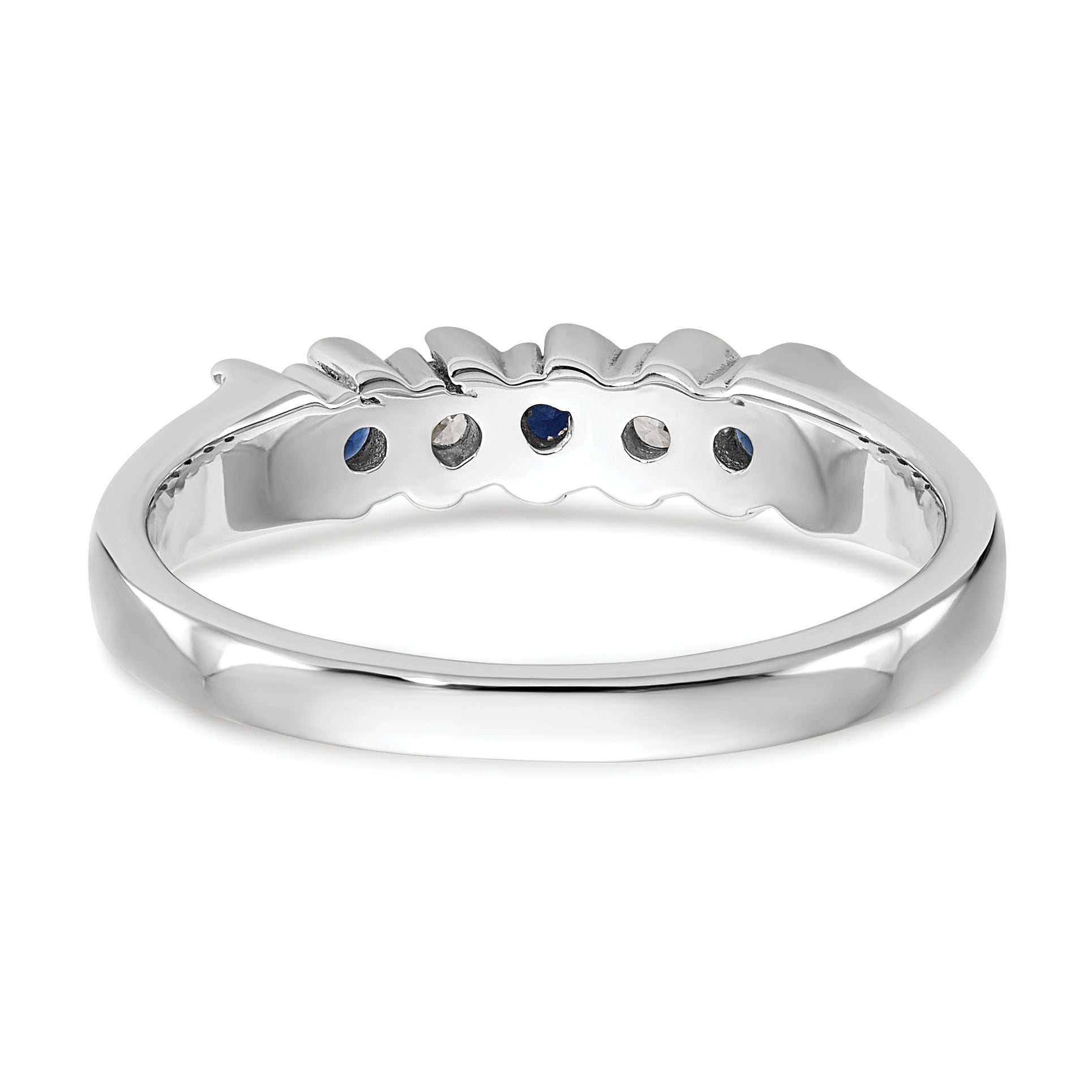 10k White Gold Diamond WithSapphire Band