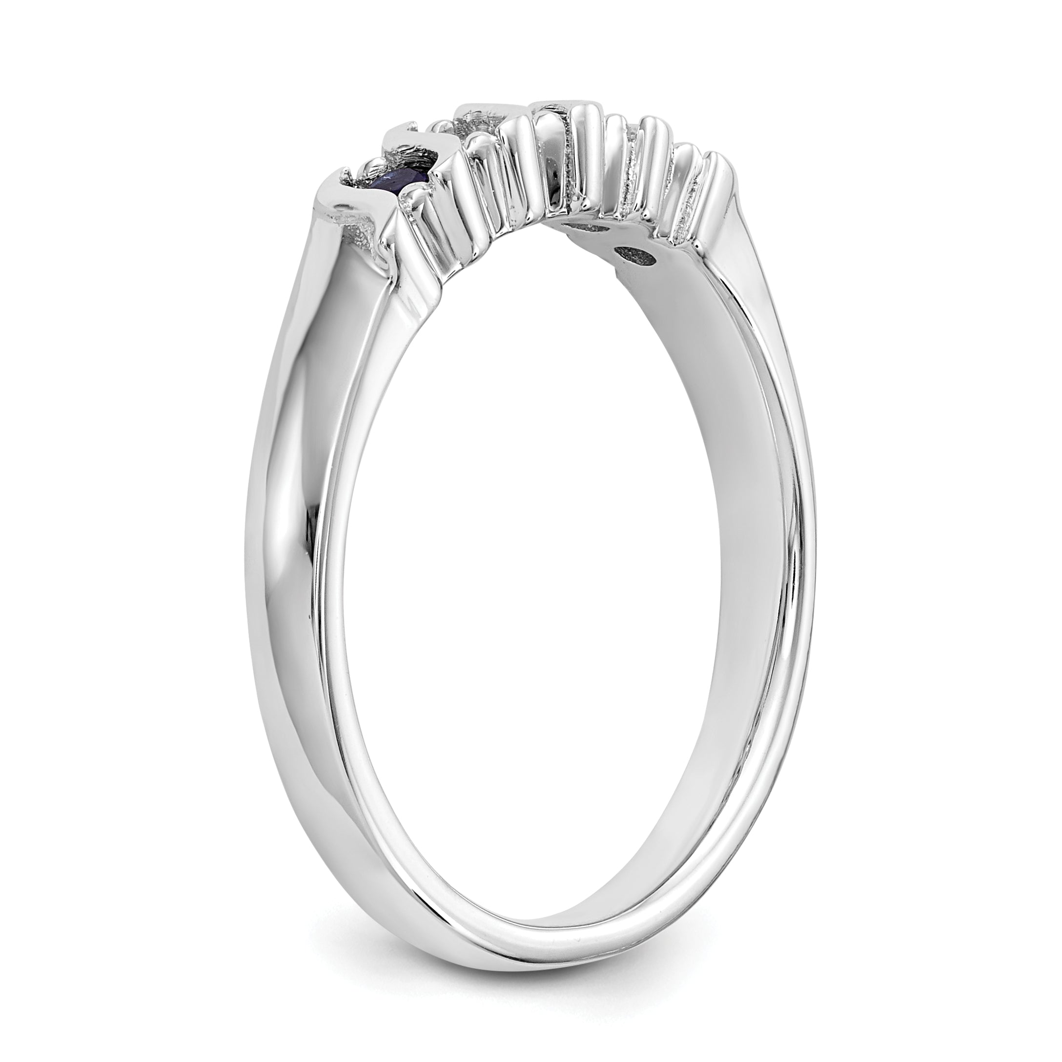 10k White Gold Diamond WithSapphire Band