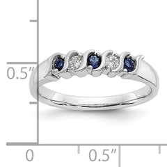 10k White Gold Diamond WithSapphire Band