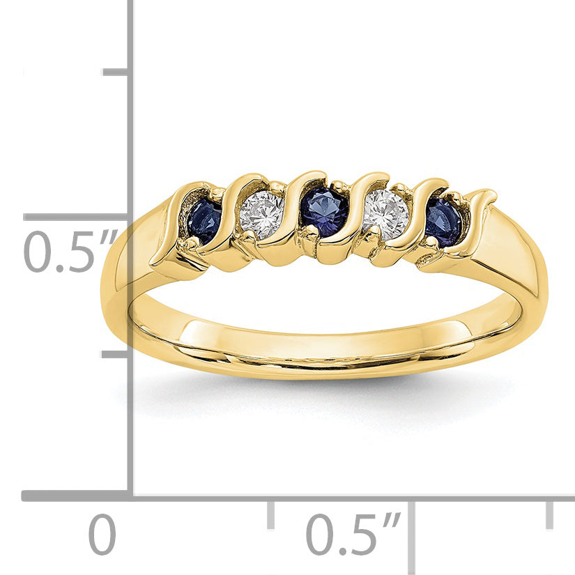 10k Yellow Gold Diamond WithSapphire Band