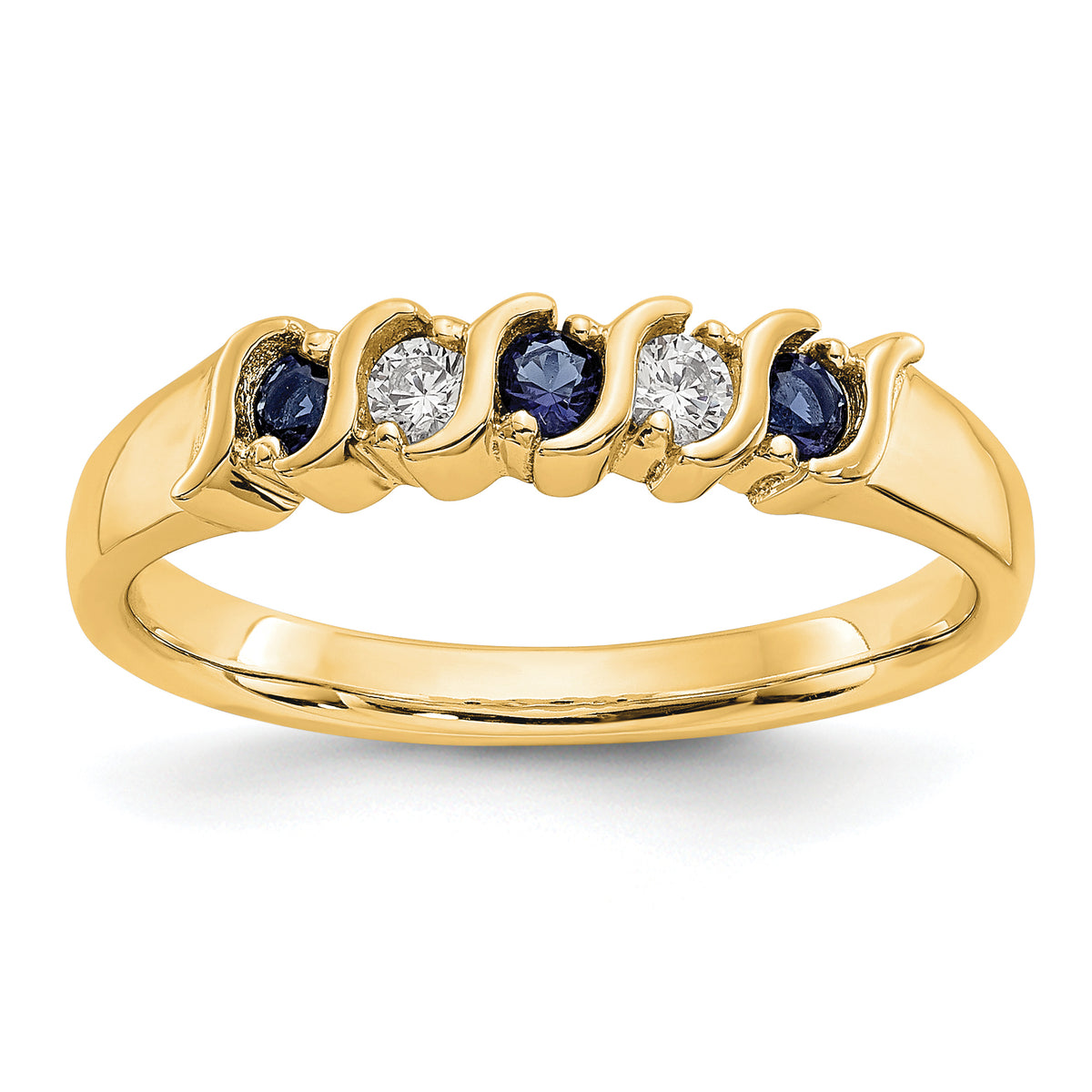 10k Yellow Gold Diamond WithSapphire Band