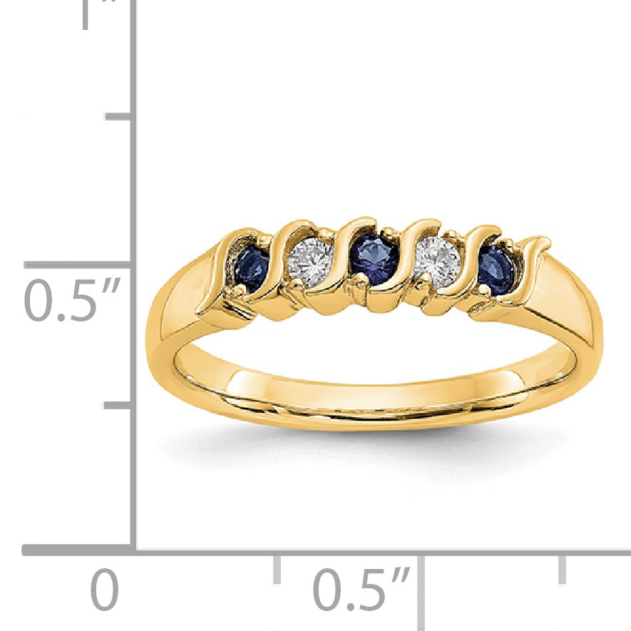 14K Yellow Gold Diamond w/Sapphire Band