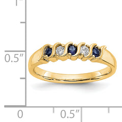 14K Yellow Gold Diamond w/Sapphire Band