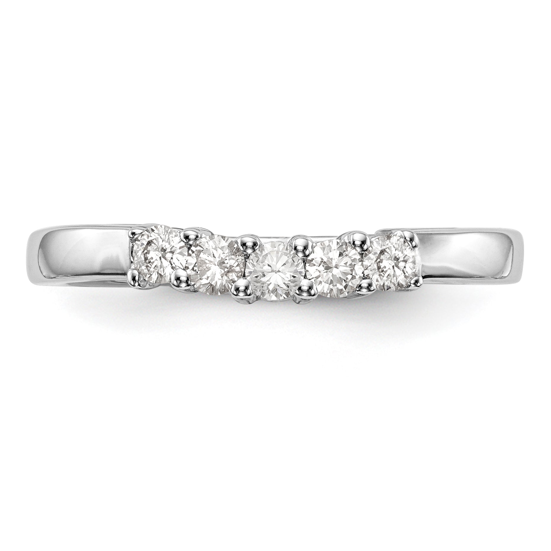 14K White Gold 5-Stone Shared Prong 1/3 carat Round Complete Diamond Band