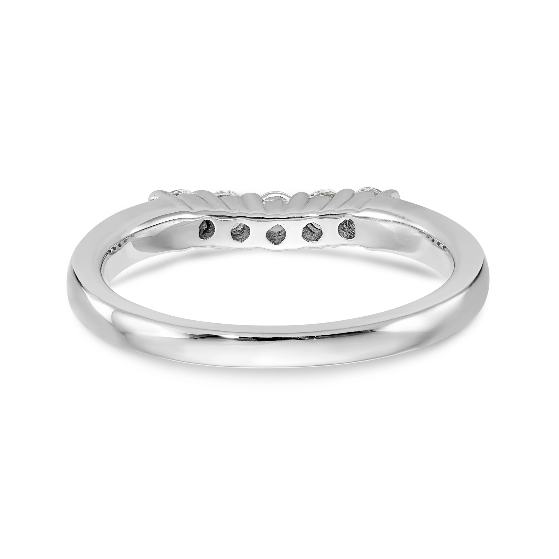 14K White Gold 5-Stone Shared Prong 1/3 carat Round Complete Diamond Band