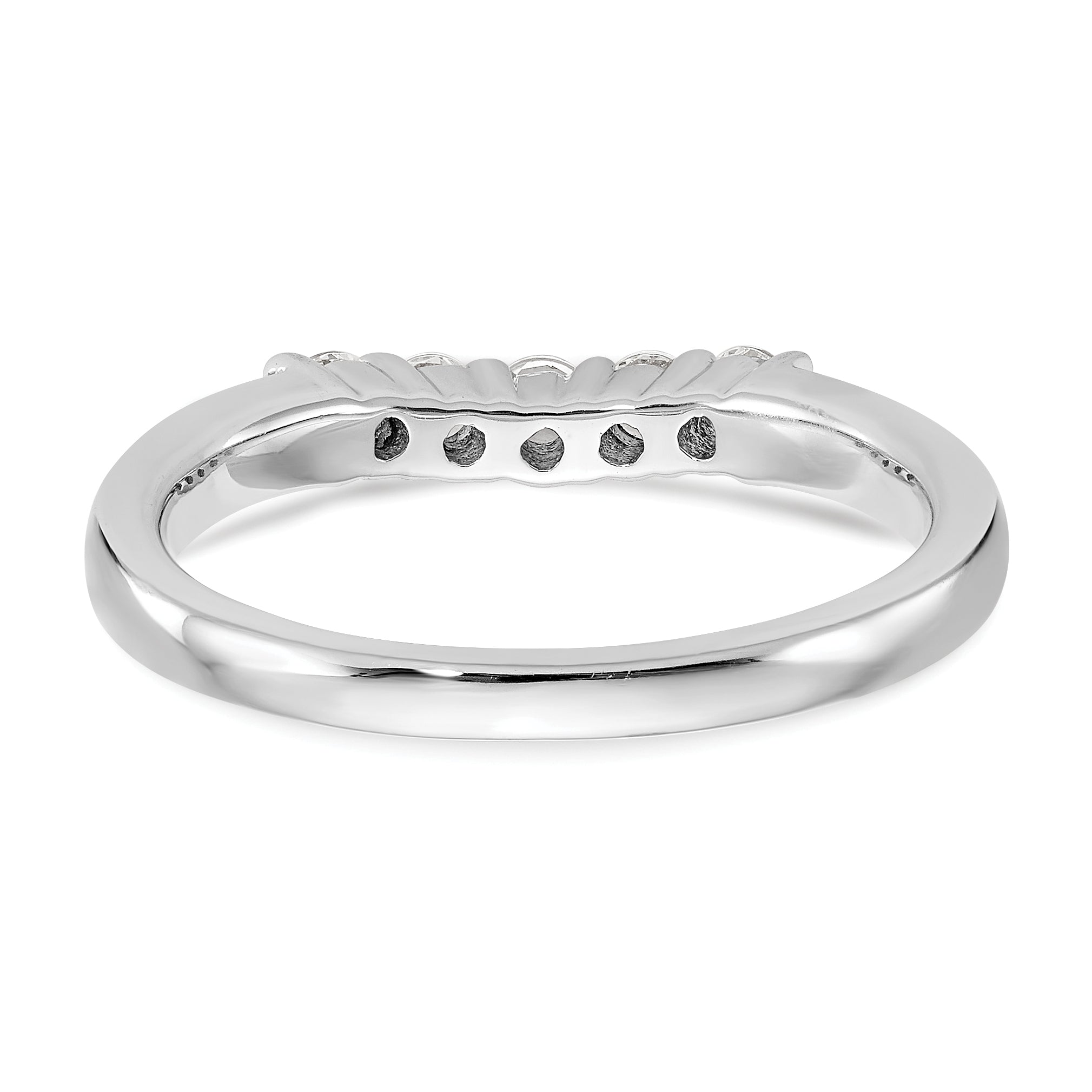 14K White Gold 5-Stone Shared Prong 1/3 carat Round Complete Diamond Band