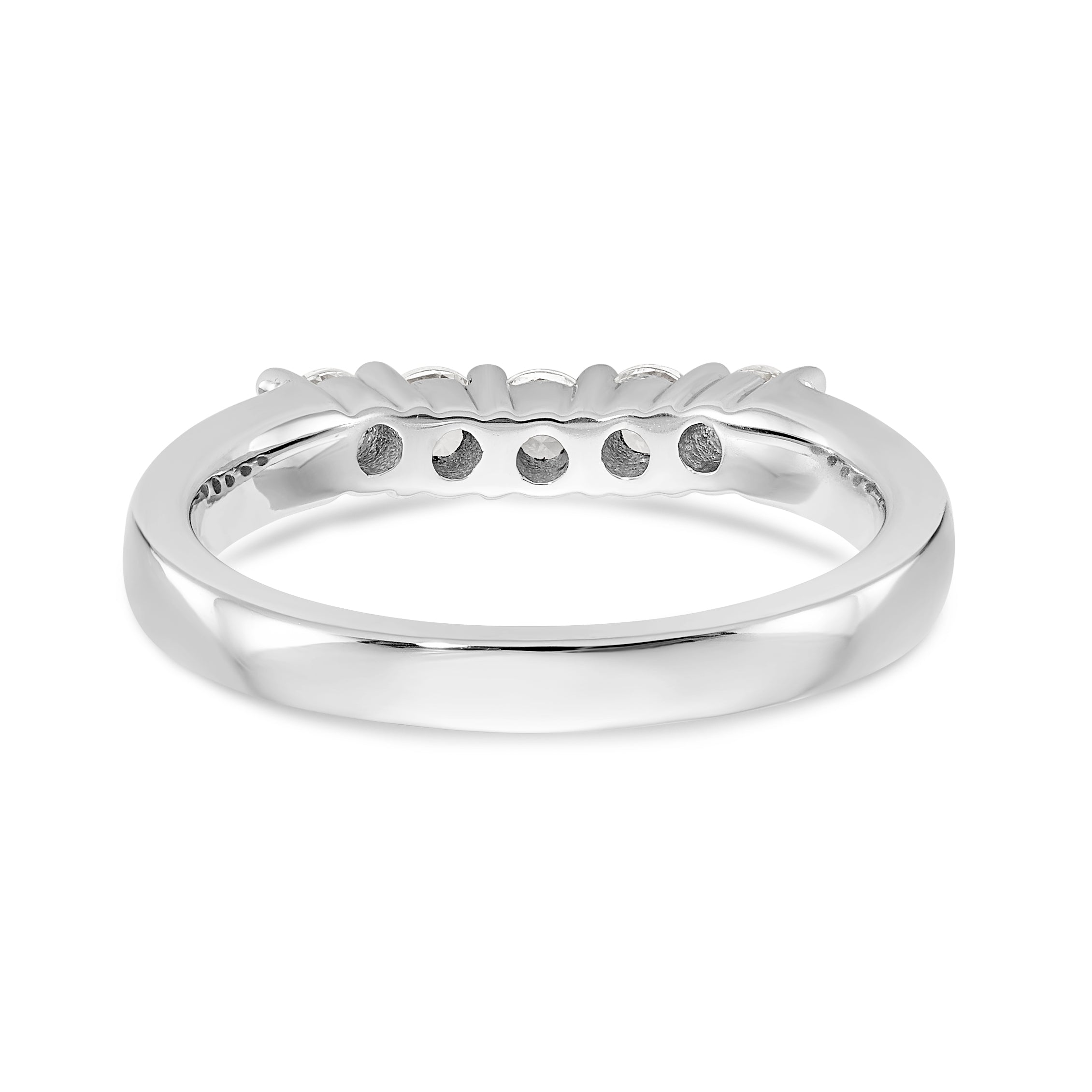 14K White Gold 5-Stone Shared Prong 1/2 carat Round Complete Diamond Band