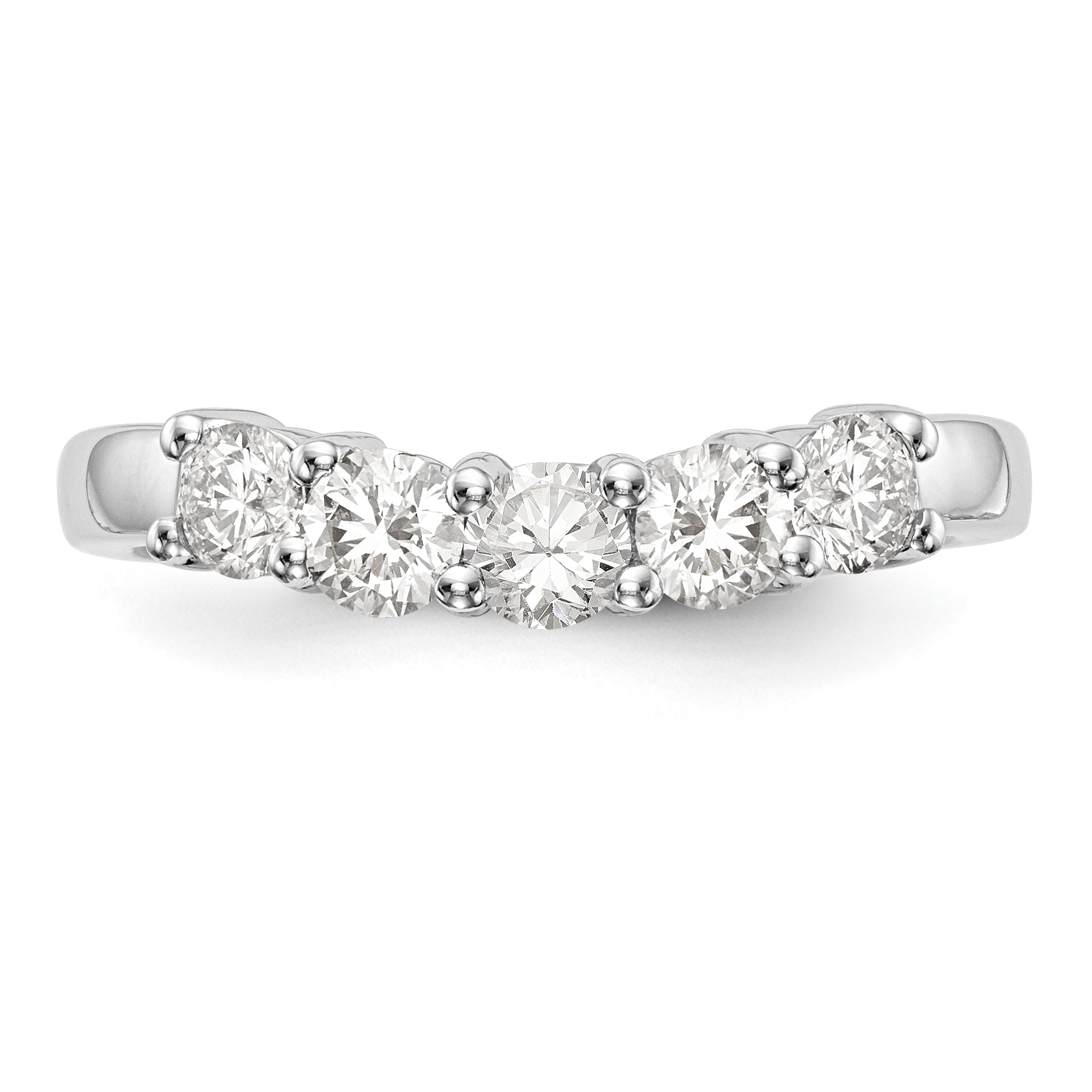 14K White Gold 5-Stone Shared Prong 3/4 carat Round Complete Diamond Band