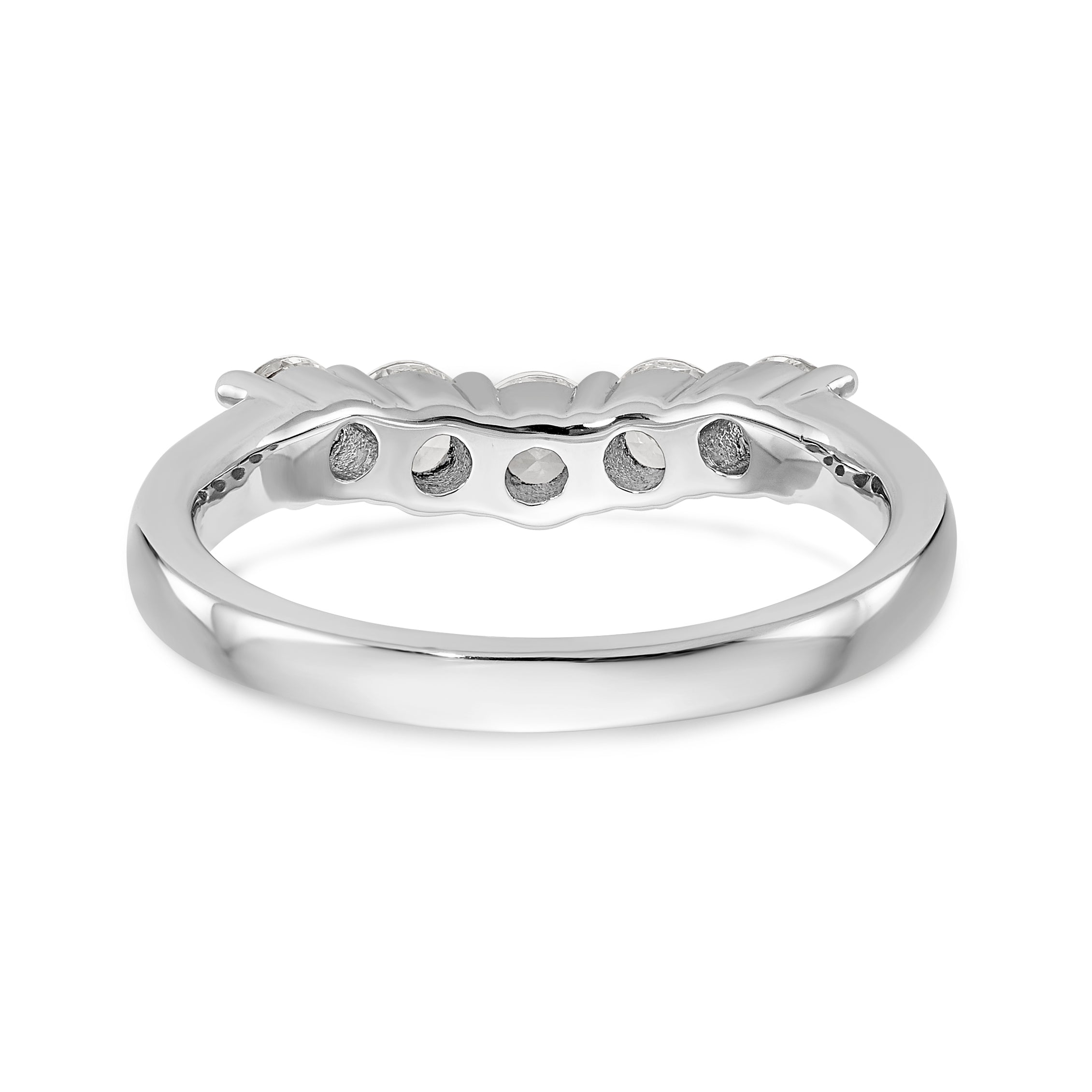 14K White Gold 5-Stone Shared Prong 3/4 carat Round Complete Diamond Band