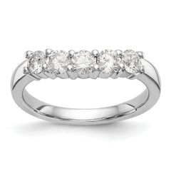 14K White Gold 5-Stone Shared Prong 3/4 carat Round Complete Diamond Band