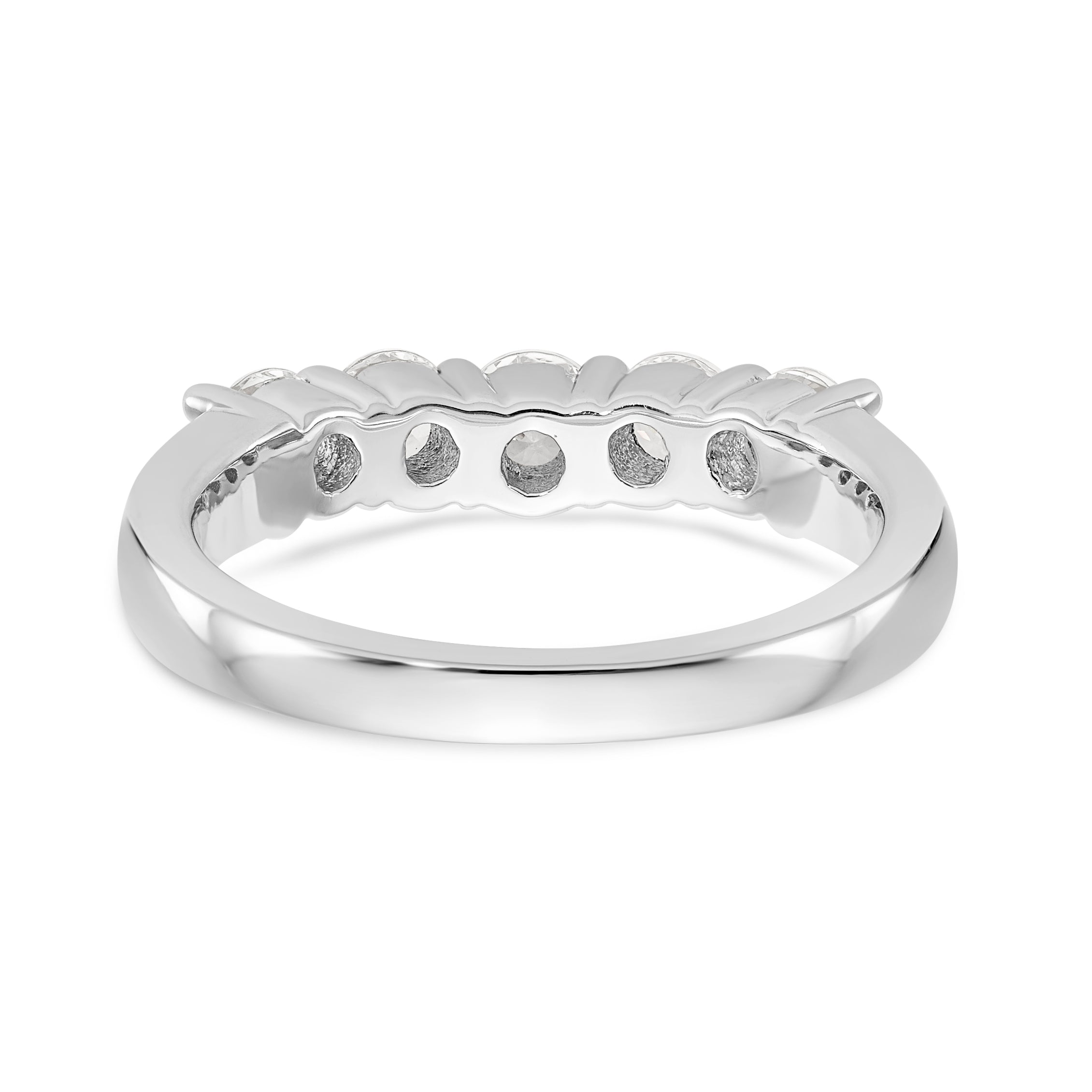 14K White Gold 5-Stone Shared Prong 7/8 carat Round Complete Diamond Band