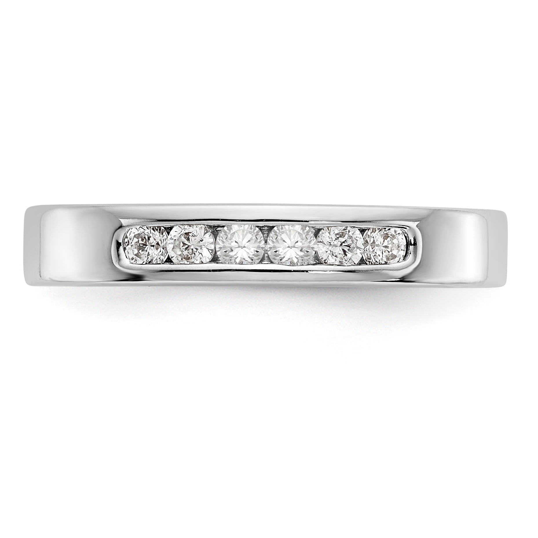 14K White Gold 6-Stone 1/4 carat Round Diamond Complete Channel Band