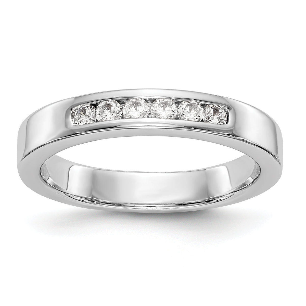 14K White Gold 6-Stone 1/4 carat Round Diamond Complete Channel Band