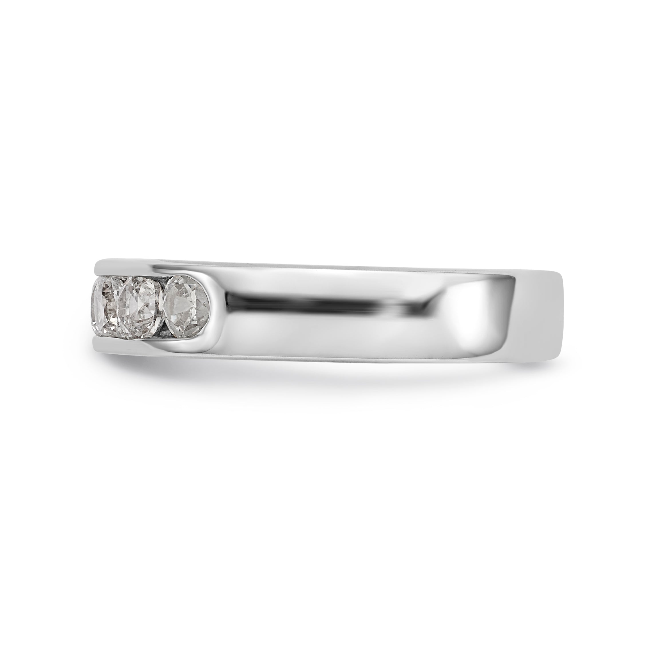 14K White Gold 6-Stone 3/4 carat Round Diamond Complete Channel Band