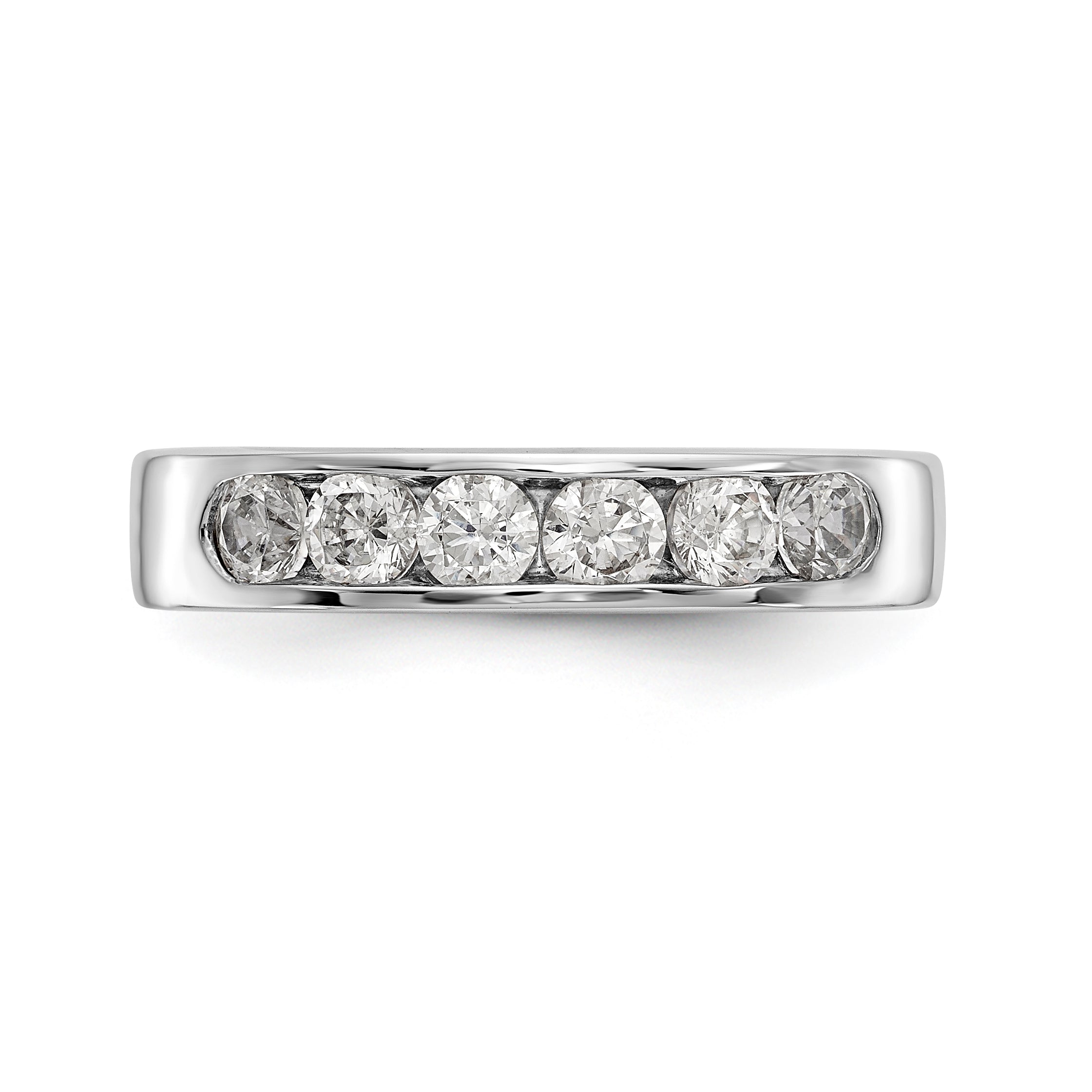 14K White Gold 6-Stone 3/4 carat Round Diamond Complete Channel Band