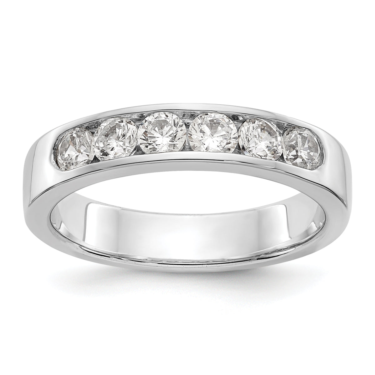 14K White Gold 6-Stone 3/4 carat Round Diamond Complete Channel Band