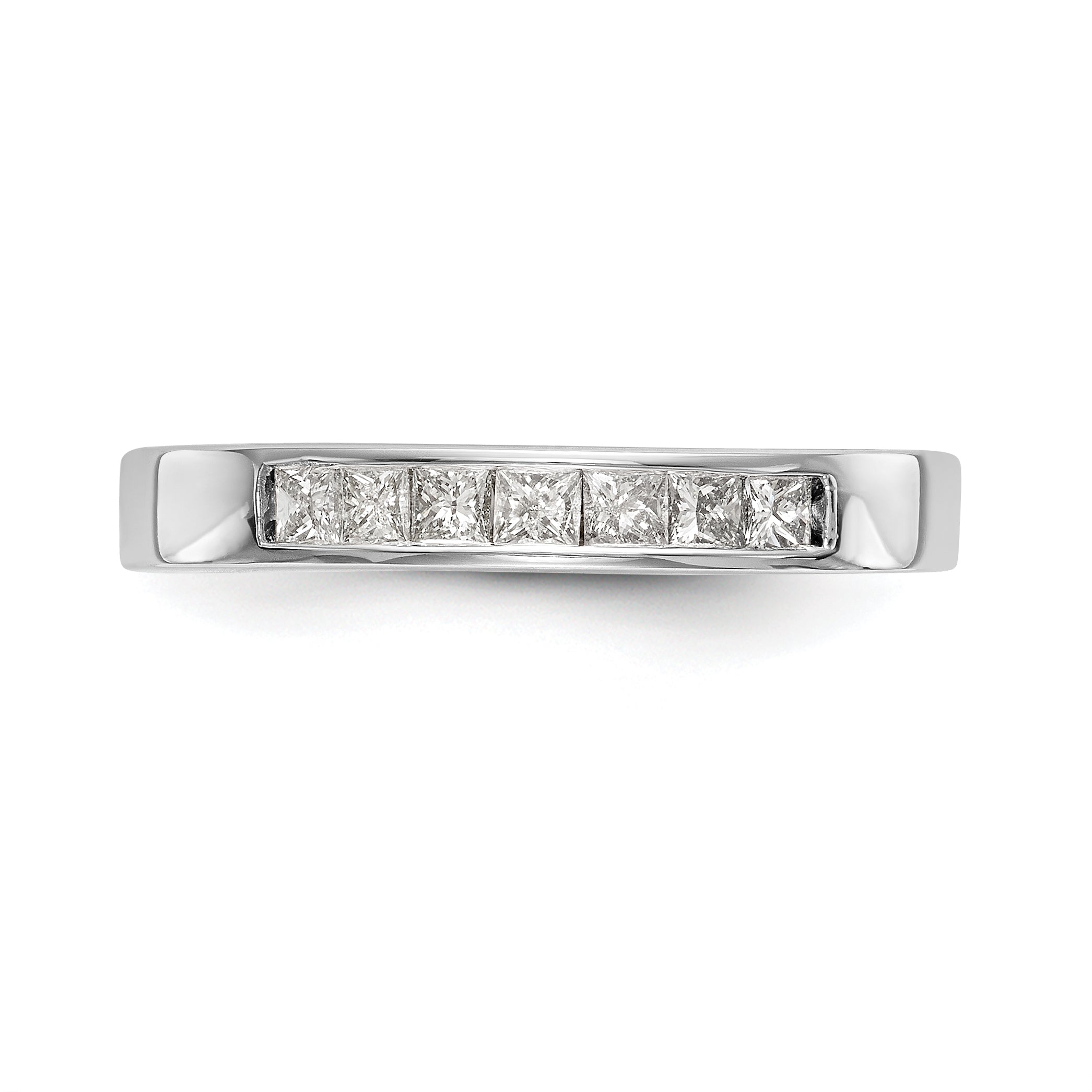 14K White Gold 7-Stone 1/3 carat Princess Diamond Complete Channel Band