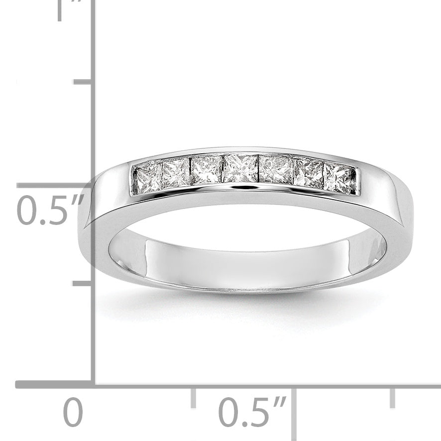 14K White Gold 7-Stone 1/3 carat Princess Diamond Complete Channel Band