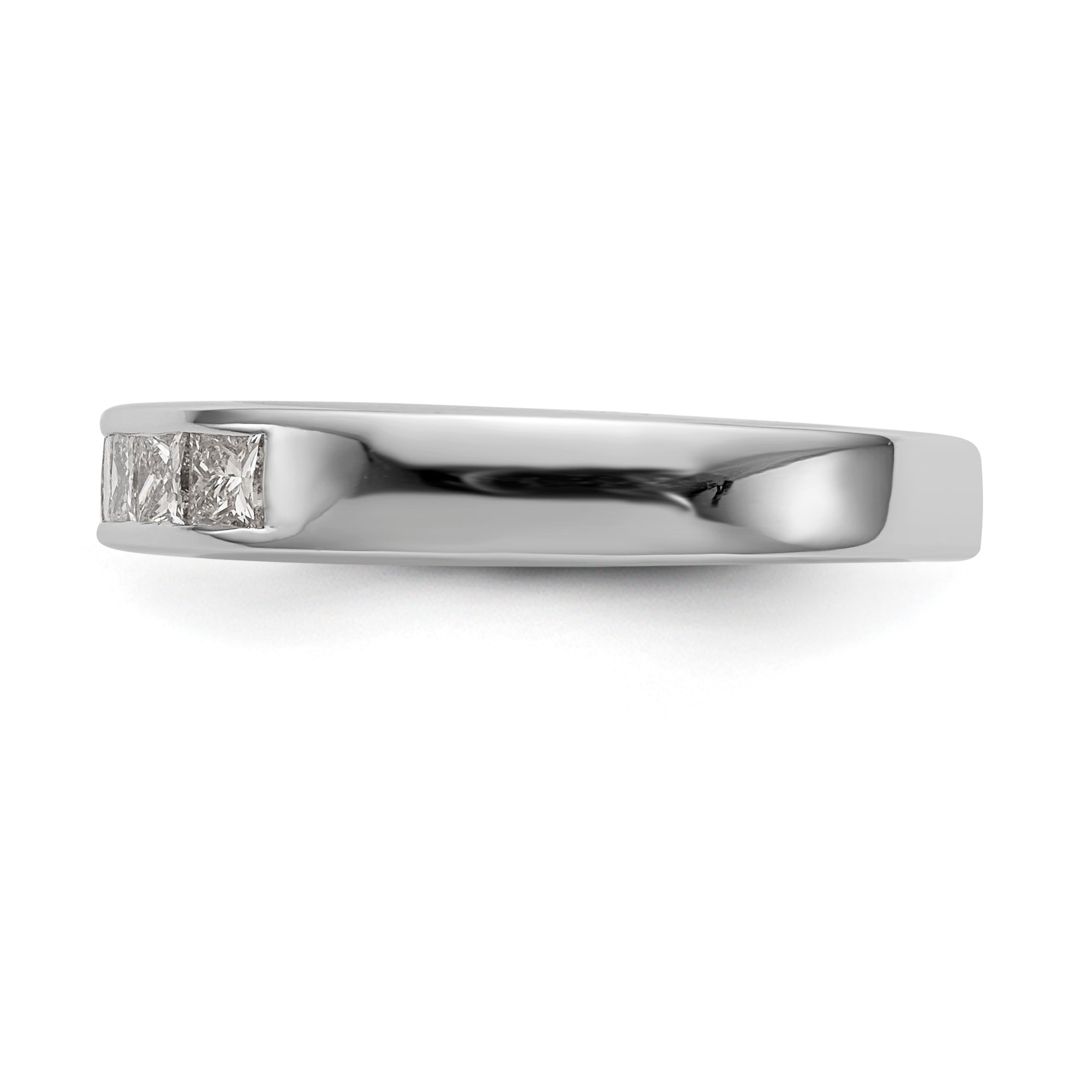 14K White Gold 7-Stone 1/2 carat Princess Diamond Complete Channel Band