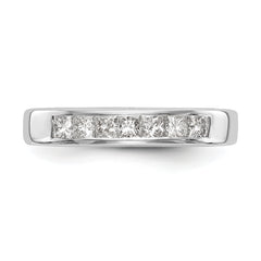 14K White Gold 7-Stone 1/2 carat Princess Diamond Complete Channel Band