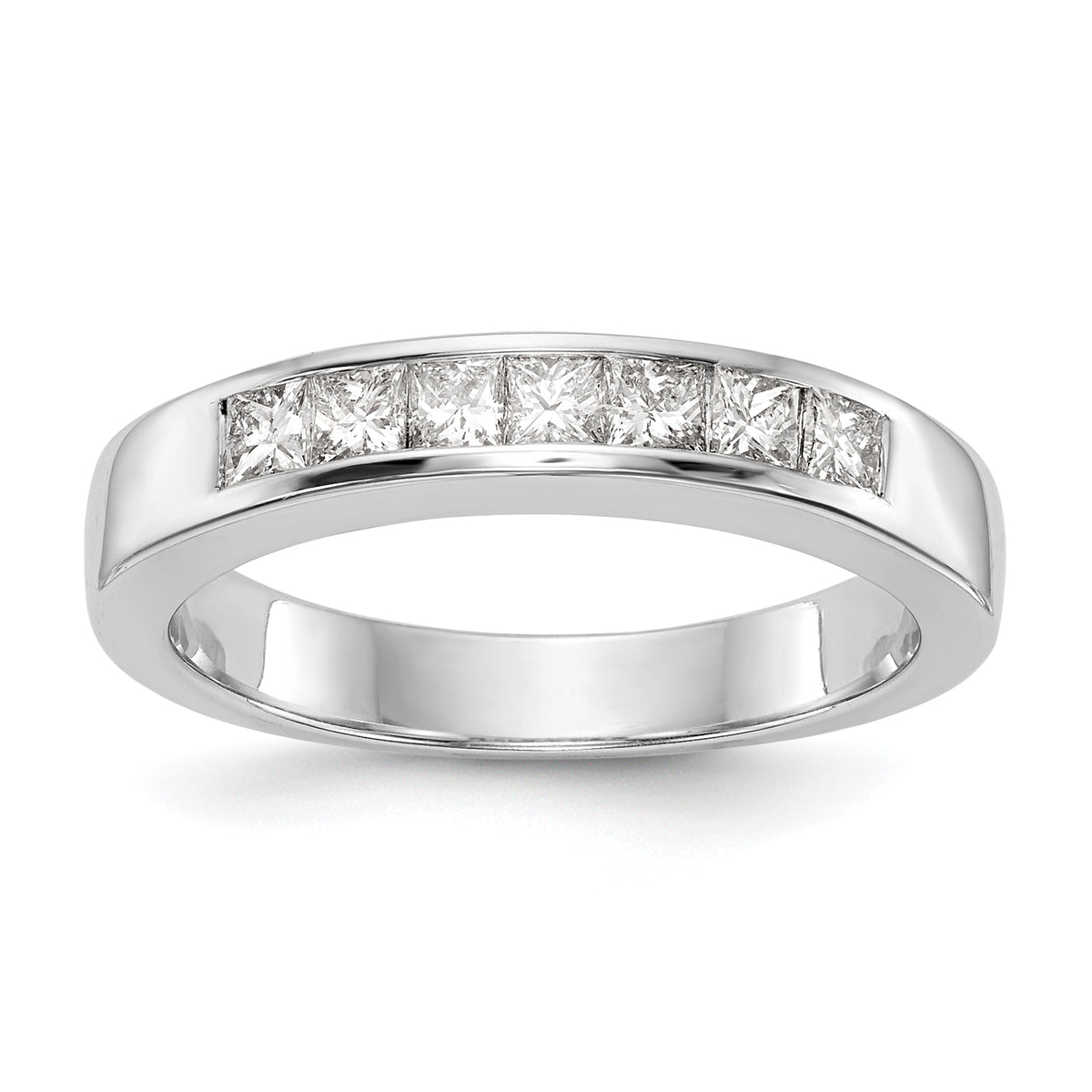 14K White Gold 7-Stone 1/2 carat Princess Diamond Complete Channel Band