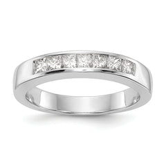 14K White Gold 7-Stone 1/2 carat Princess Diamond Complete Channel Band