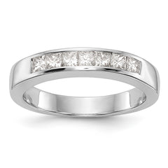 14K White Gold 7-Stone 1/2 carat Princess Diamond Complete Channel Band