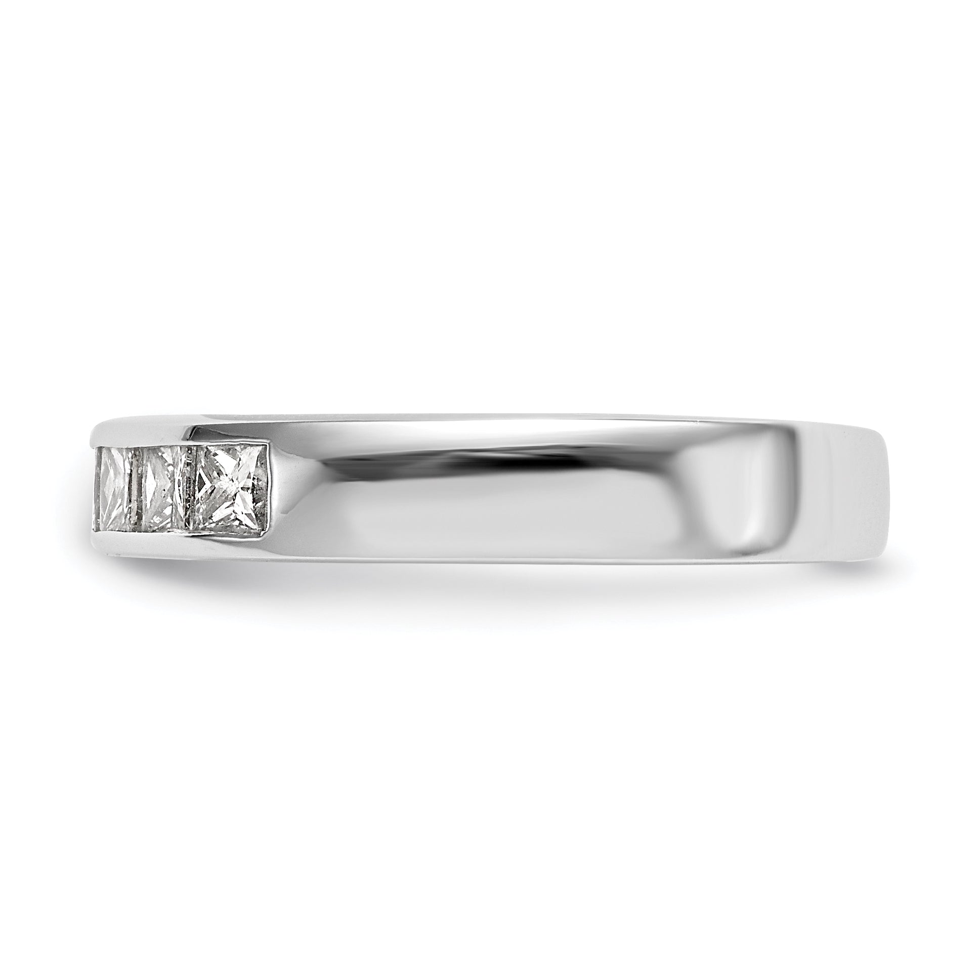 14K White Gold 7-Stone 3/4 carat Princess Diamond Complete Channel Band