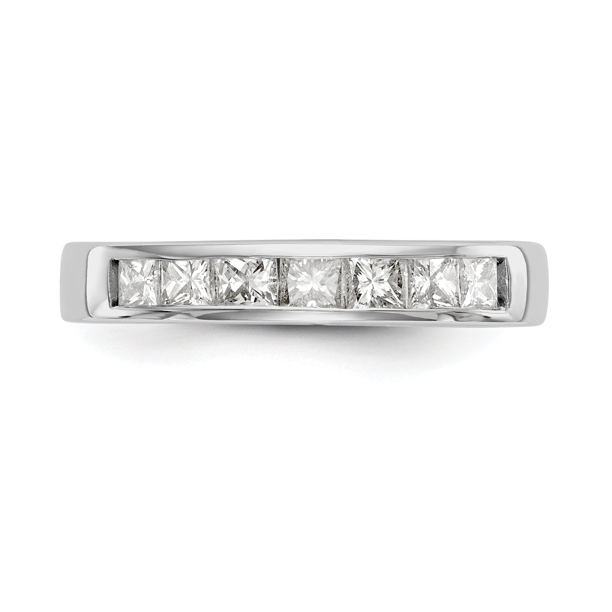 14K White Gold 7-Stone 3/4 carat Princess Diamond Complete Channel Band