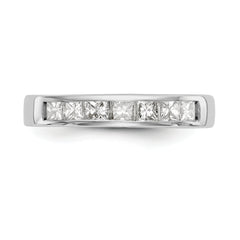 14K White Gold 7-Stone 3/4 carat Princess Diamond Complete Channel Band