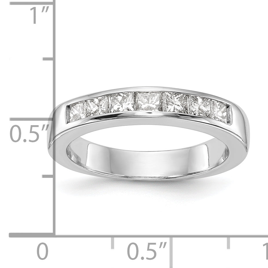 14K White Gold 7-Stone 3/4 carat Princess Diamond Complete Channel Band