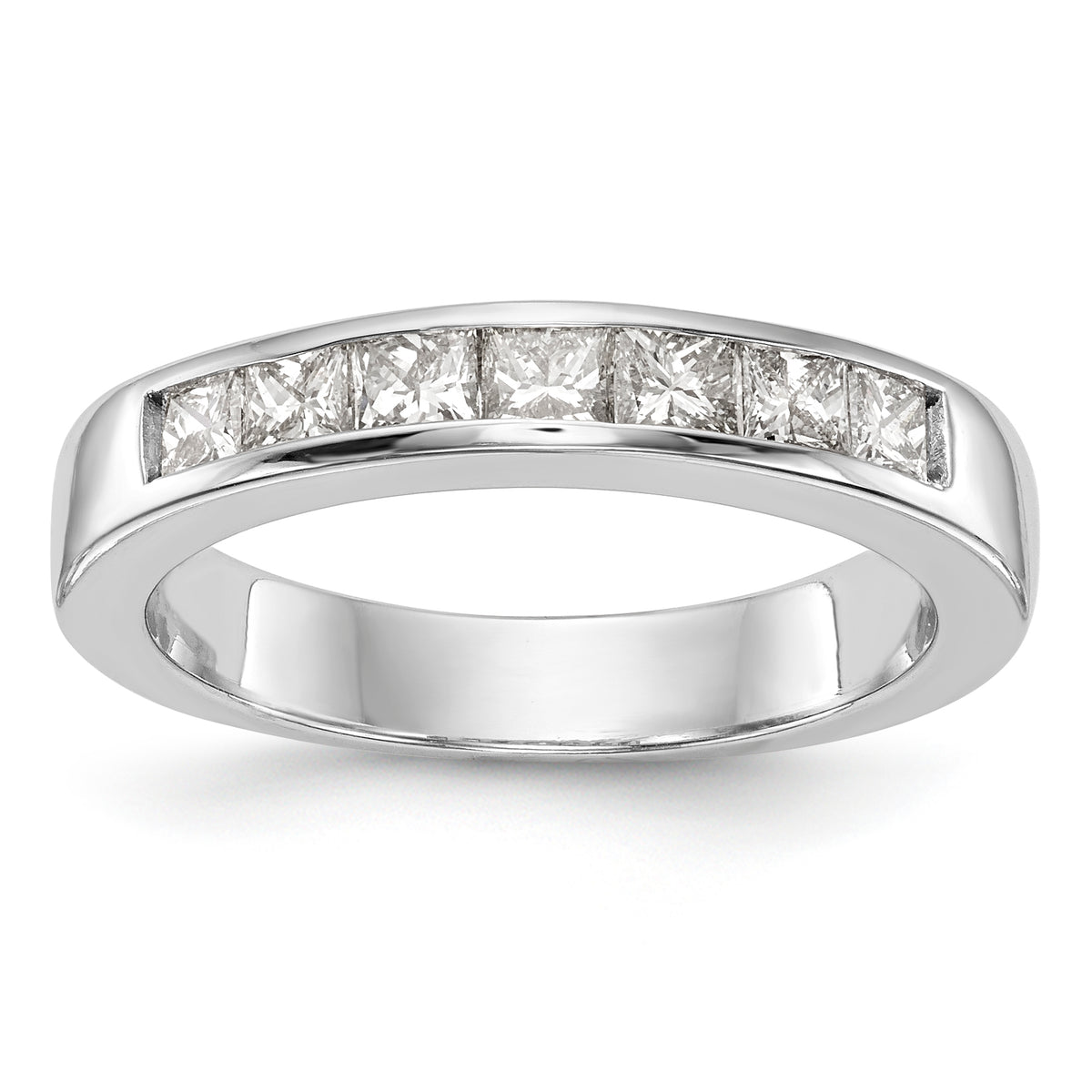 14K White Gold 7-Stone 3/4 carat Princess Diamond Complete Channel Band