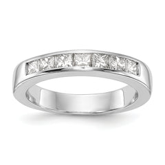 14K White Gold 7-Stone 3/4 carat Princess Diamond Complete Channel Band