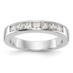 14K White Gold 7-Stone 3/4 carat Princess Diamond Complete Channel Band