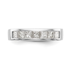 14K White Gold 7-Stone 1 carat Princess Diamond Complete Channel Band