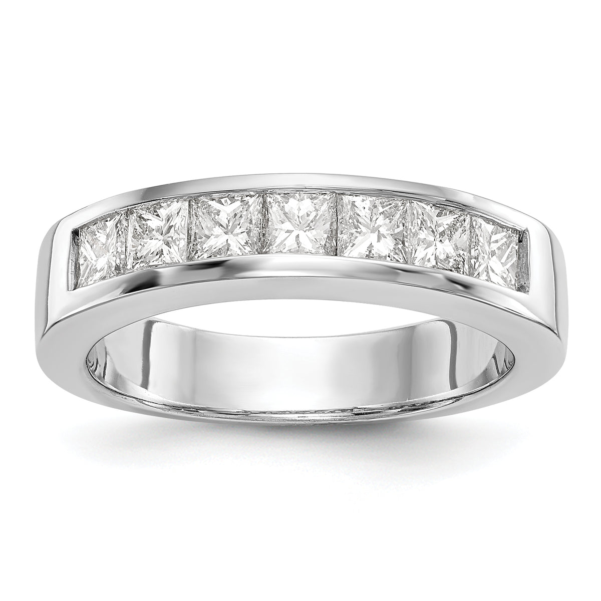 14K White Gold 7-Stone 1 carat Princess Diamond Complete Channel Band