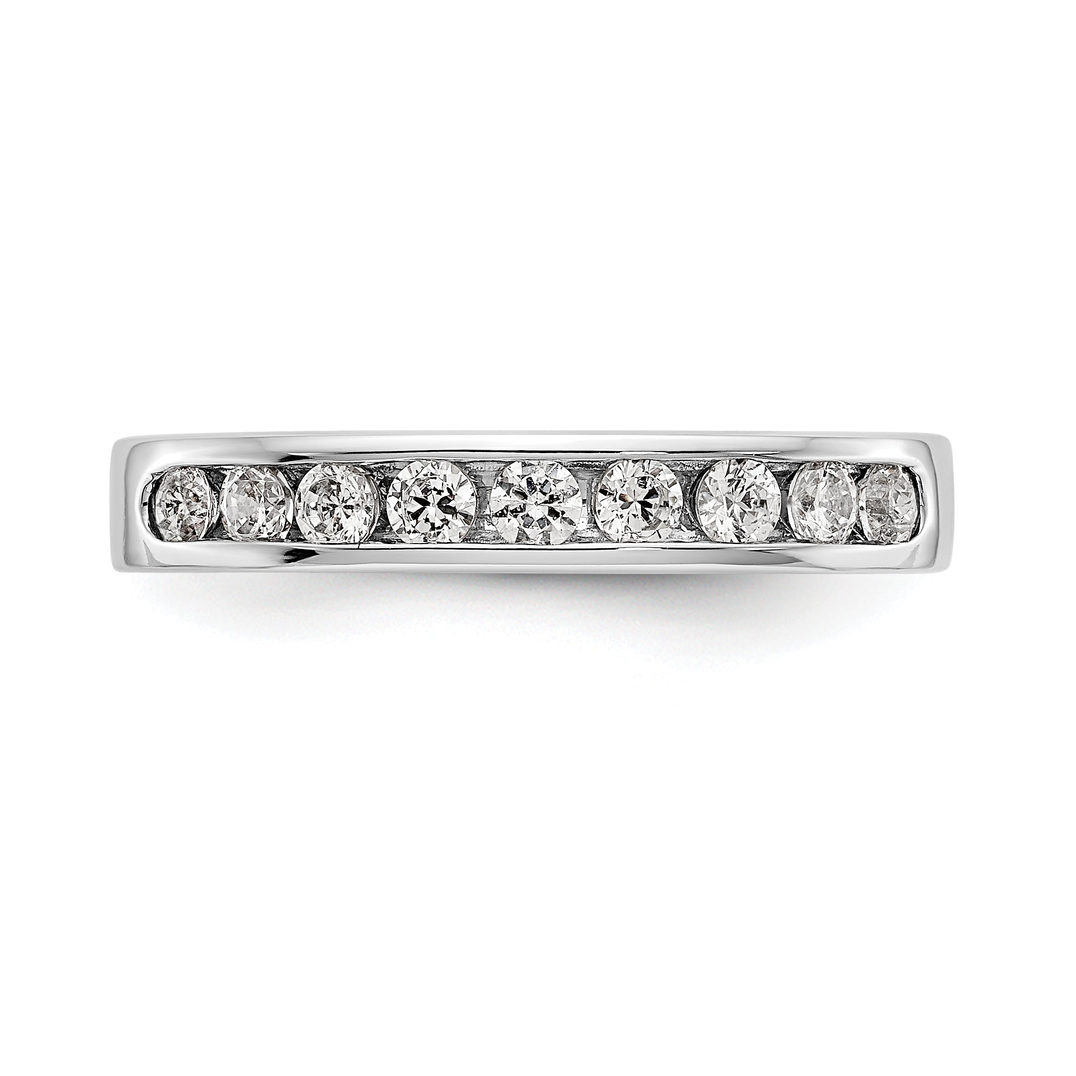 14K White Gold 9-Stone 1/2 carat Round Diamond Complete Channel Band