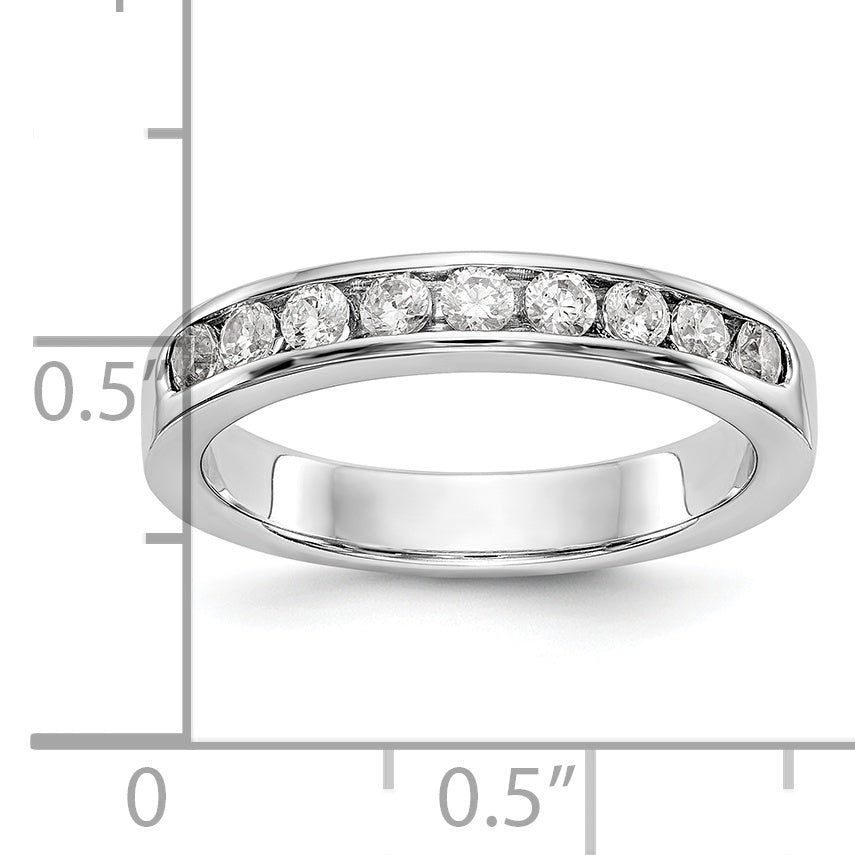 14K White Gold 9-Stone 1/2 carat Round Diamond Complete Channel Band