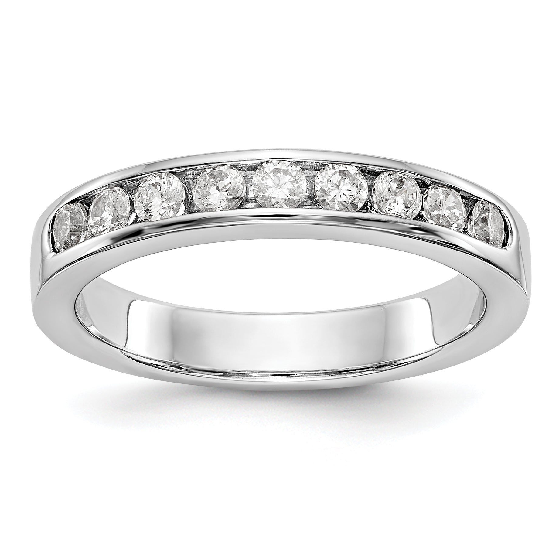 Platinum 9-Stone 1/2 carat Round Diamond Complete Channel Band