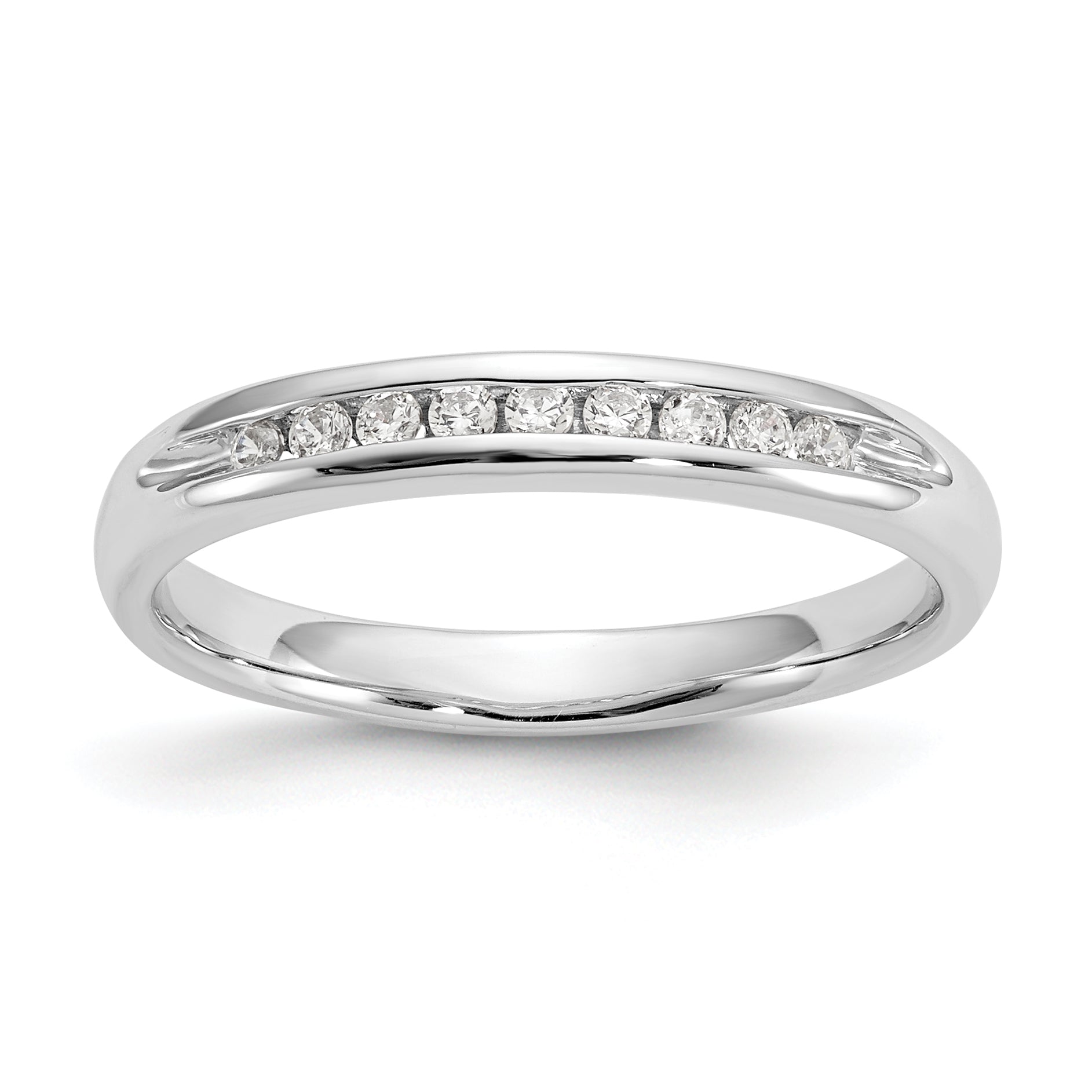 14K White Gold Lab Grown Diamond 9-Stone Channel Band