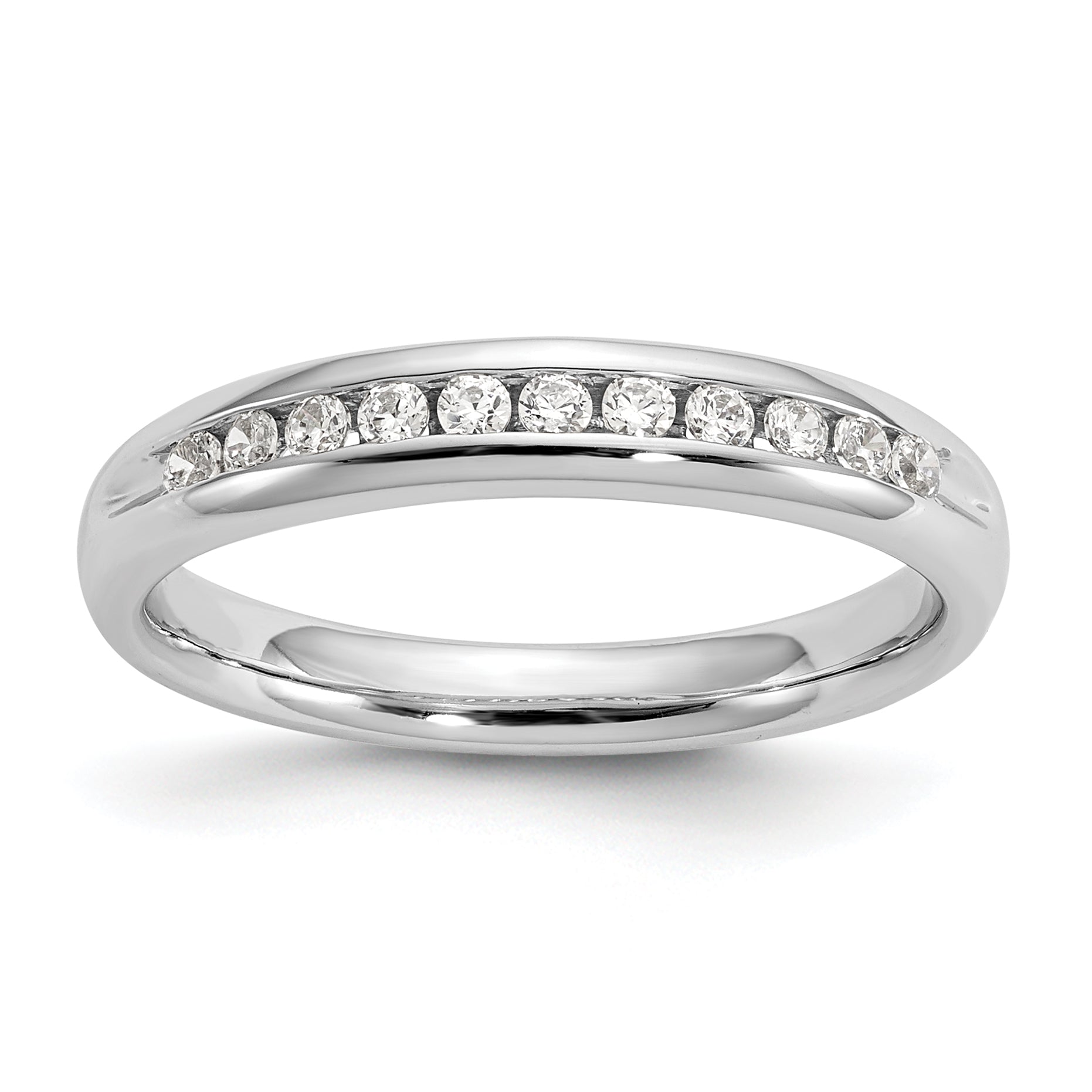 14K White Gold Lab Grown Diamond 11-Stone Channel Band