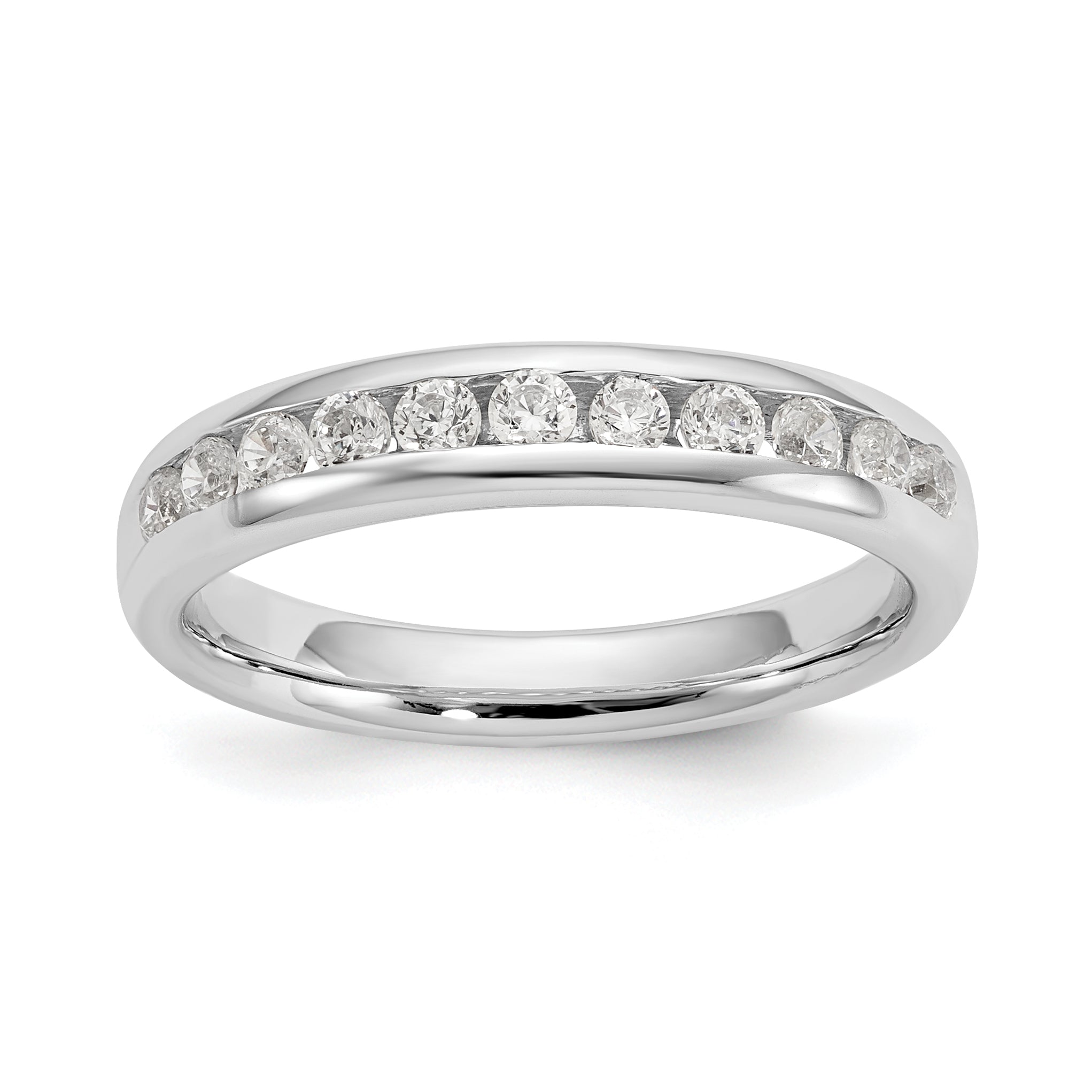 14K White Gold Lab Grown Diamond 11-Stone Channel Band