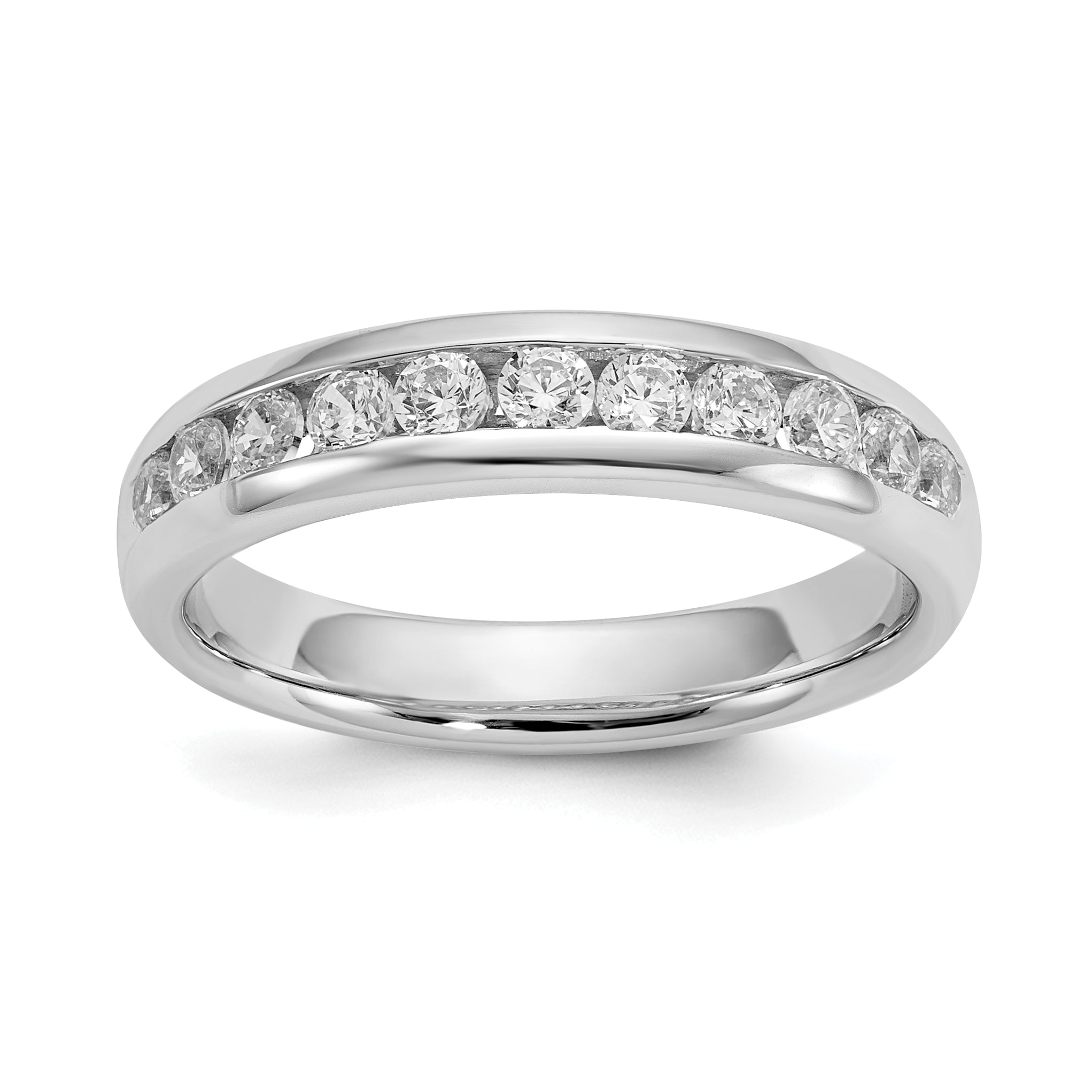 14K White Gold Lab Grown Diamond 11-Stone Channel Band