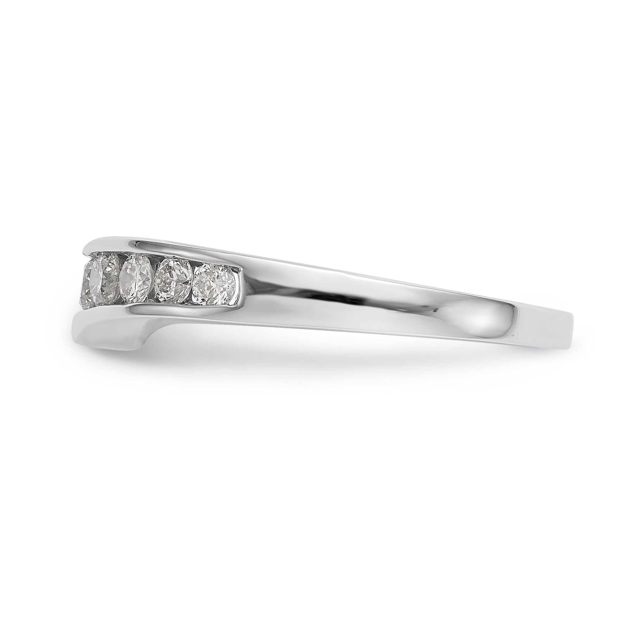 14K White Gold Channel-set 1/2 carat Diamond Contoured Complete Wedding Band